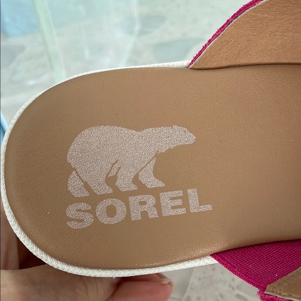SOREL Pink Suede Platform Sandals 10 - Picture 8 of 10